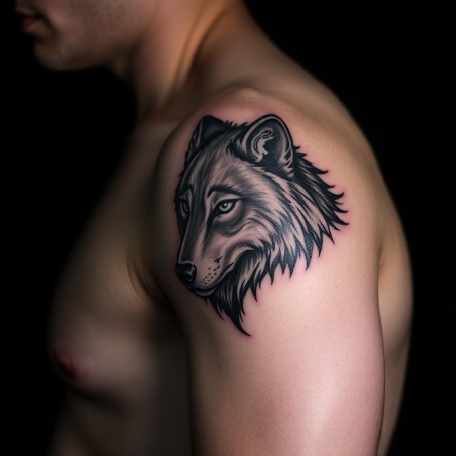 Tatuaż z motywem zwierzęcym na ramieniu — Frograf Tattoo Rzeszów