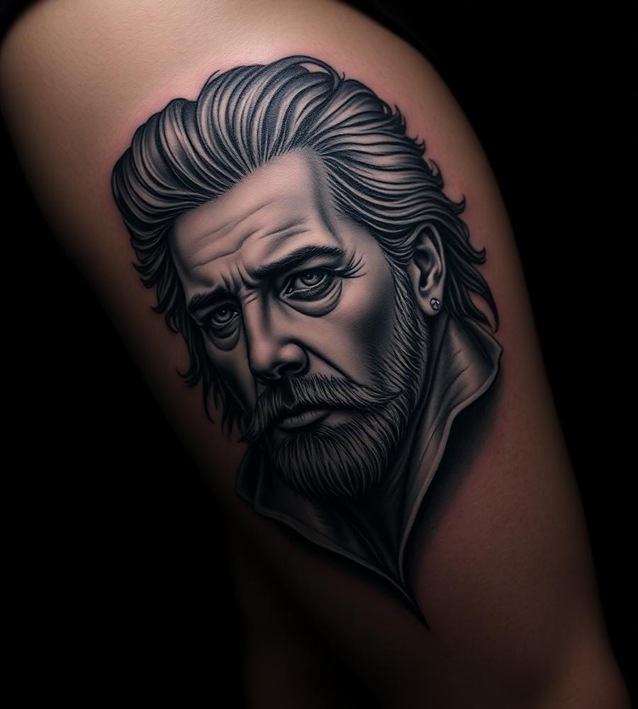Portretowy tatuaż w stylu realizmu — Frograf Tattoo Rzeszów